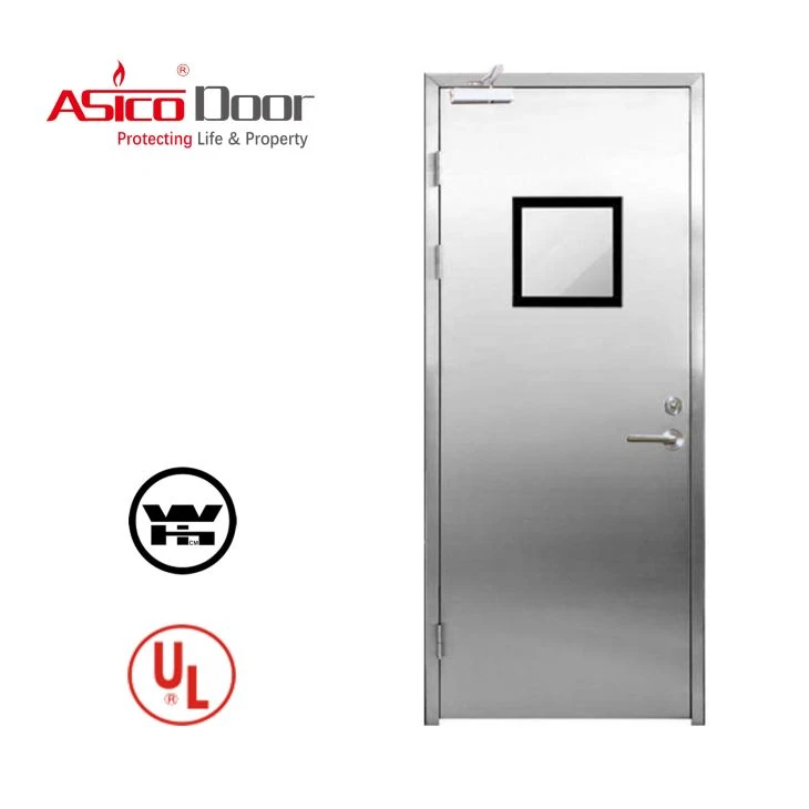 Puerta de acero inoxidable resistente al fuego